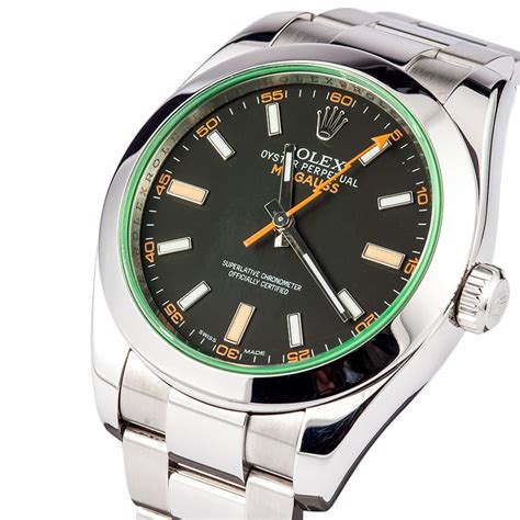 rolex milgauss dark green strap|rolex milgauss 116400 white dial.